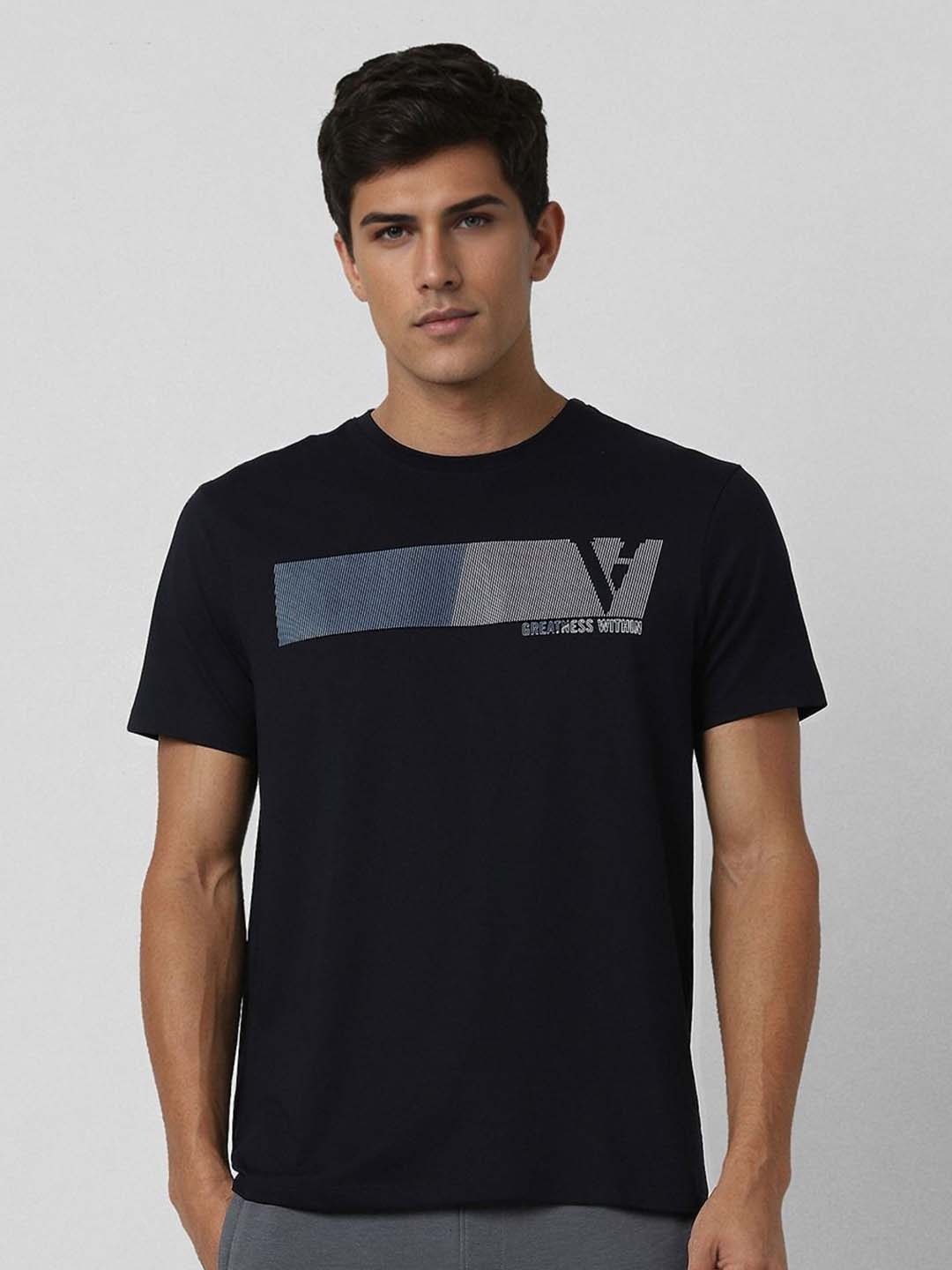 

Van Heusen Flex Men Printed Slim Fit T-shirt, Navy blue