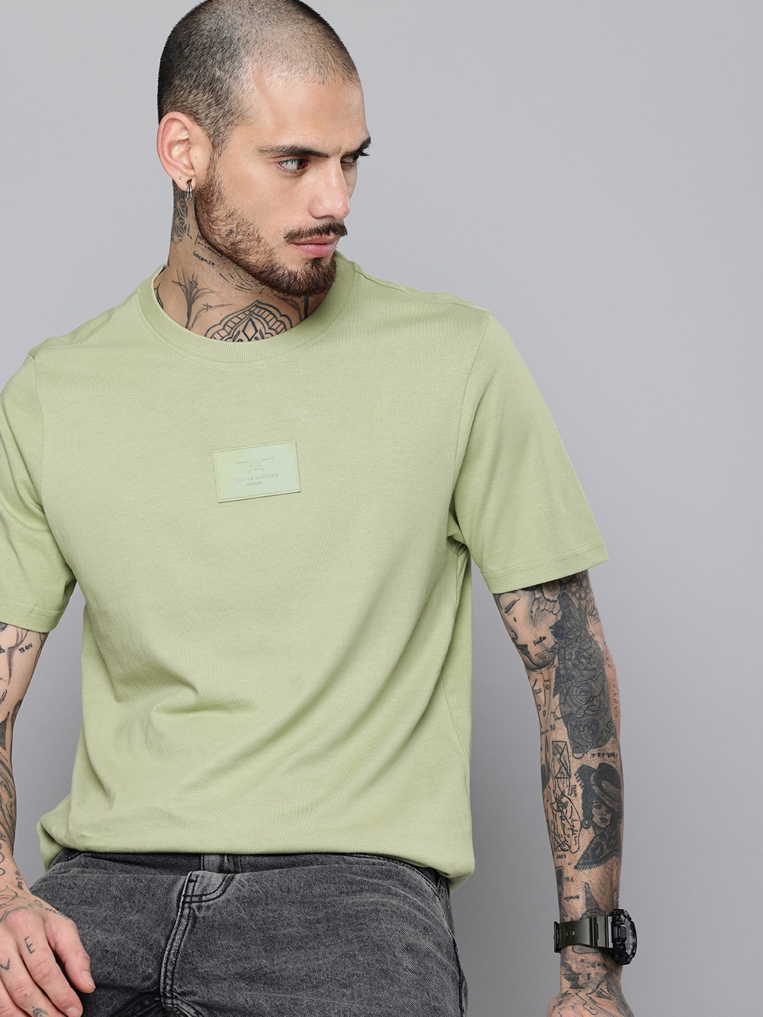 

Flying Machine Pure Cotton T-shirt, Green