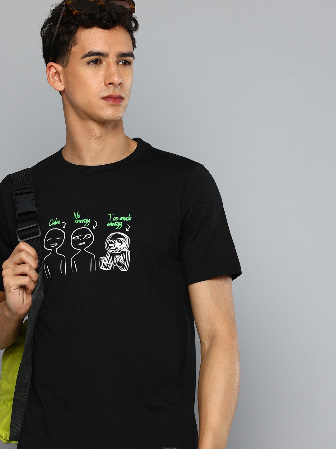

Flying Machine Graphic Printed Pure Cotton T-shirt, Black