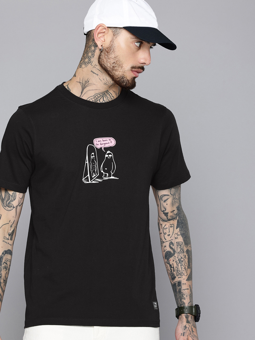 

Flying Machine Graphic Printed Pure Cotton T-shirt, Black