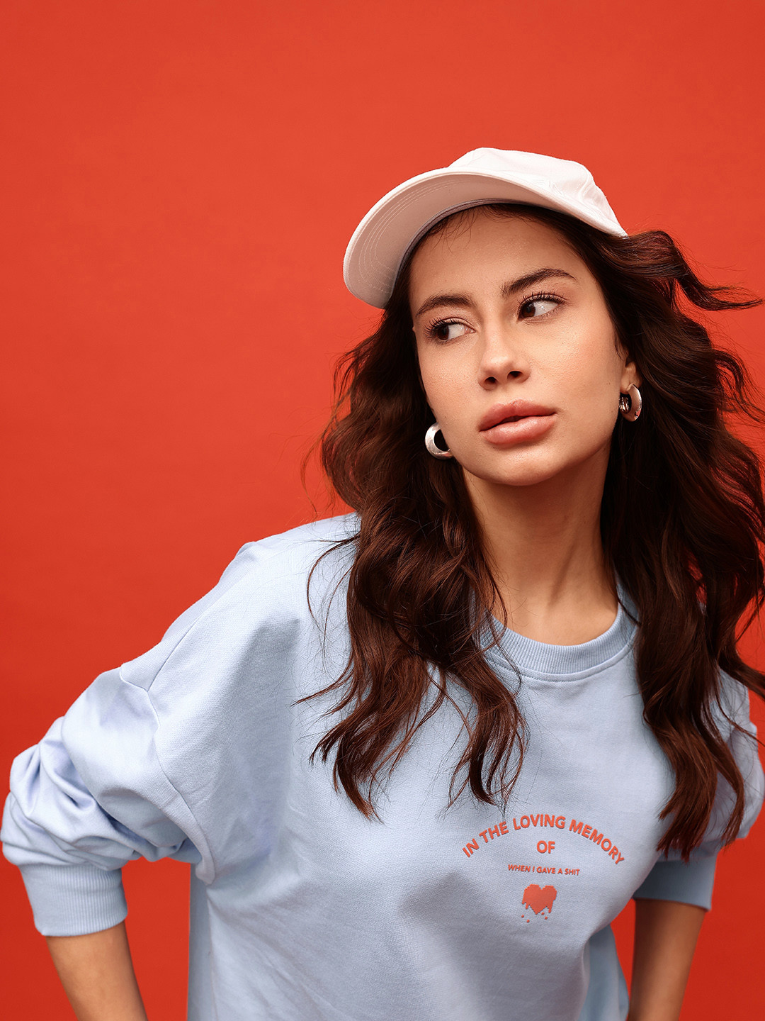 

glitchez Urban Savvy Printed Cotton Terry Oversized Sweatshirt, Blue