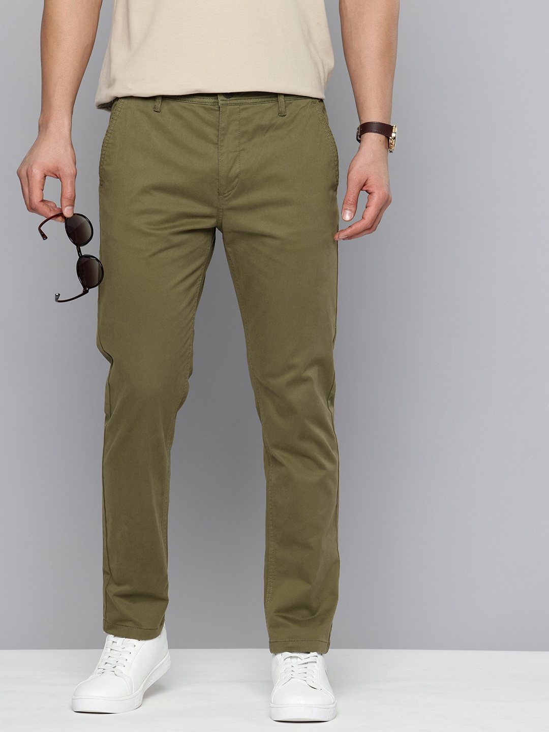 

Flying Machine Men Slim Fit Chinos Trousers, Olive