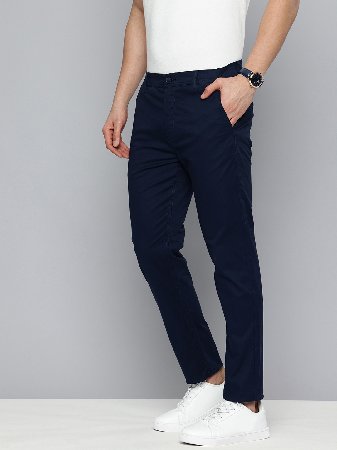 

Flying Machine Men Slim Fit Chinos Trousers, Navy blue