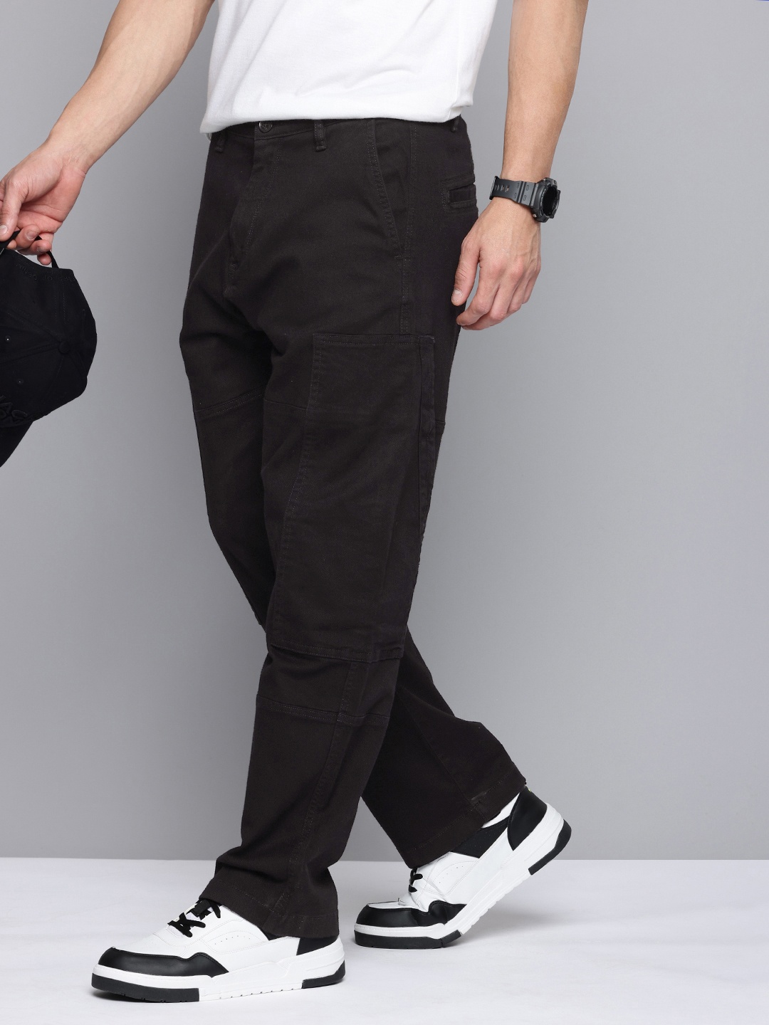 

Flying Machine Men Cobain 90's Loose Fit Cargos Trousers, Black