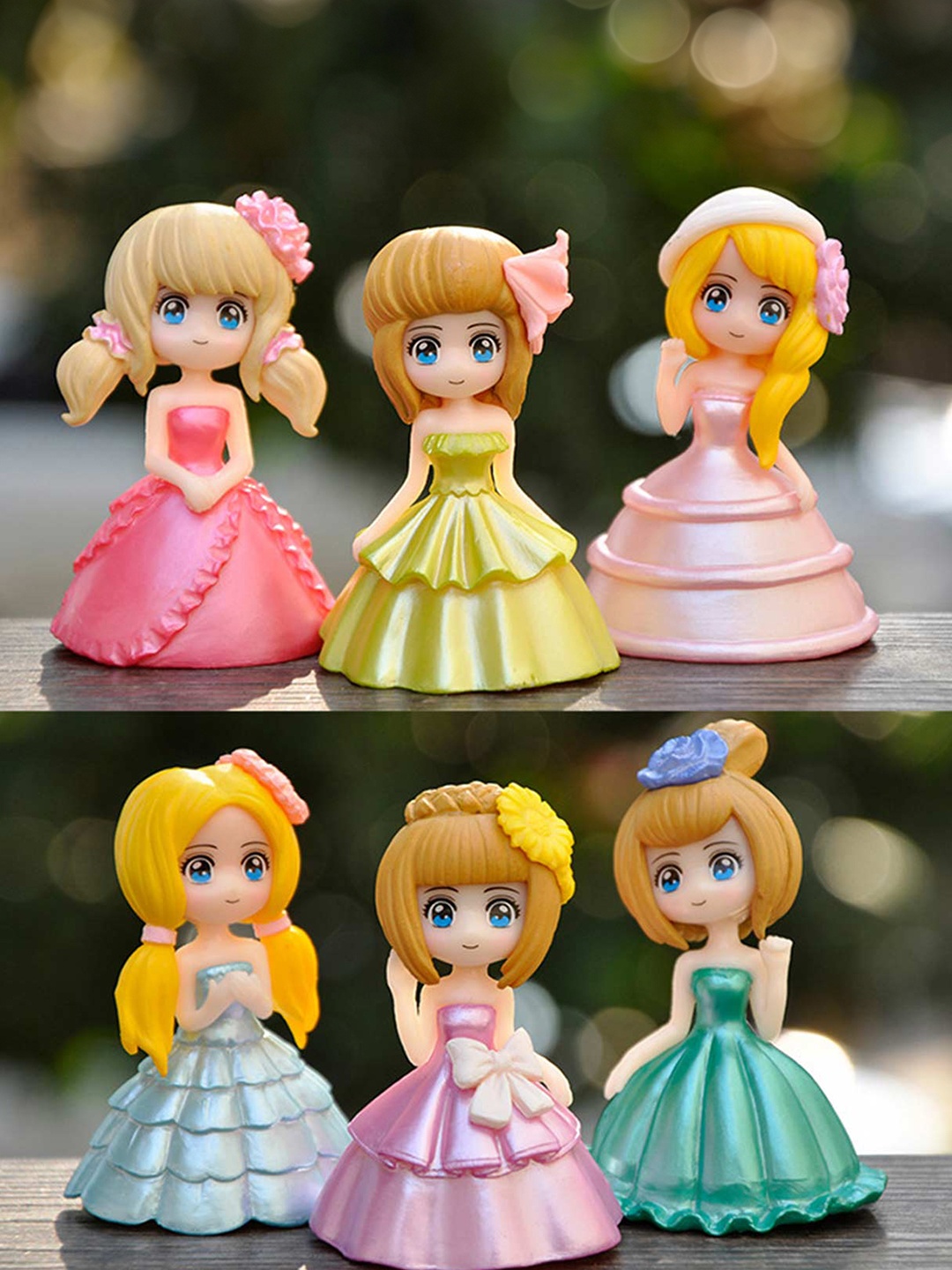 

Spiaty Pink 6 Pieces Princess Dress Girl Mini Figurine Showpiece