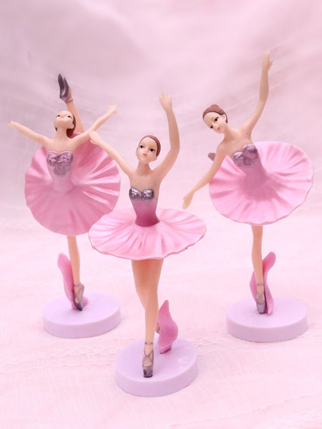 

Spiaty Yaanaa Pink 3 Pieces Ballet Dancing Girl Mini Miniature Decorations Showpiece