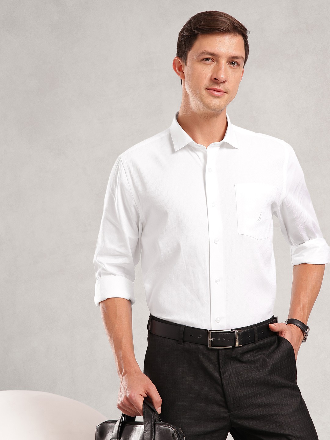 

Nautica Men Premium Slim Fit Pure Cotton Formal Shirt, White