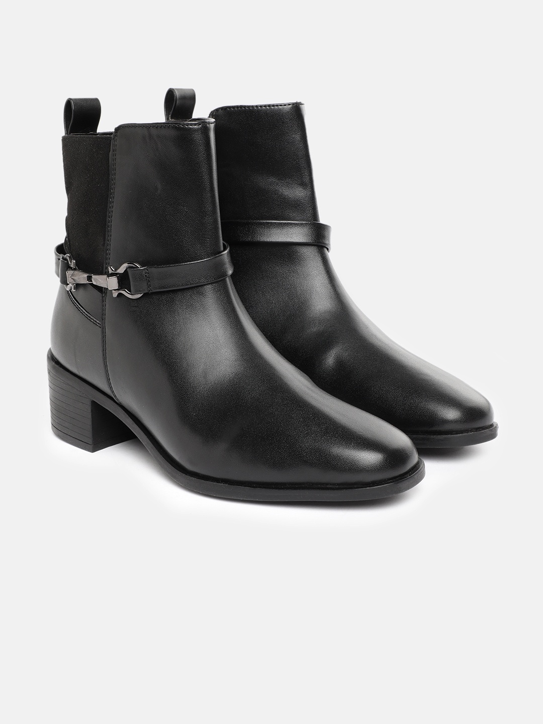 

Allen Solly Women Buckle Detailing Block Heel Boots, Black