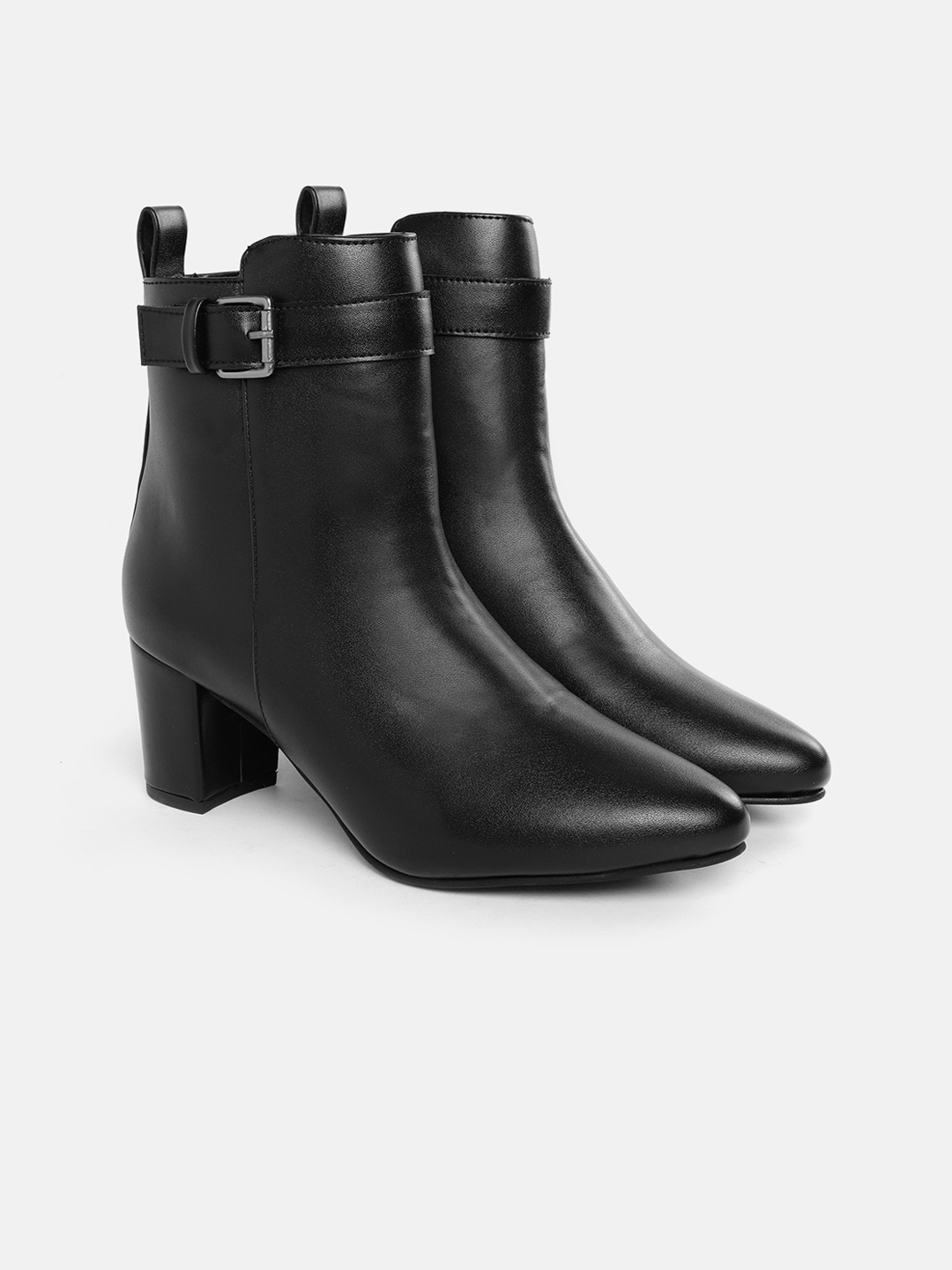 

Allen Solly Women Buckle Detail Block Heel Boots, Black