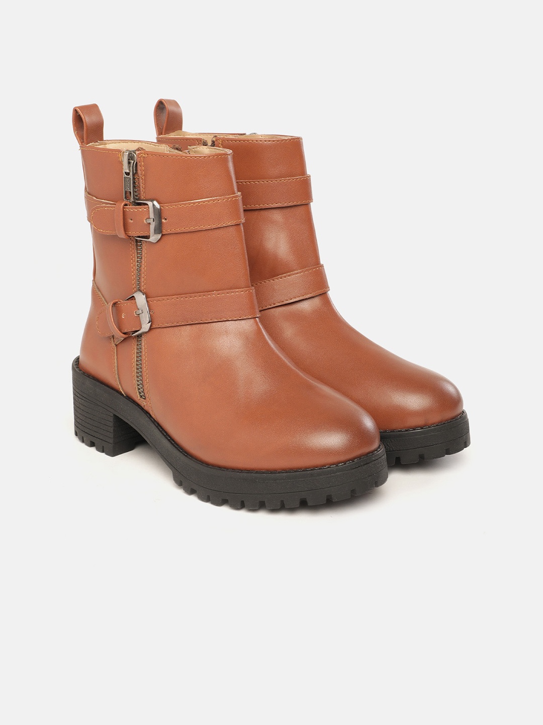 

Allen Solly Women Mid-Top Regular Boots With Buckle Detail, Brown