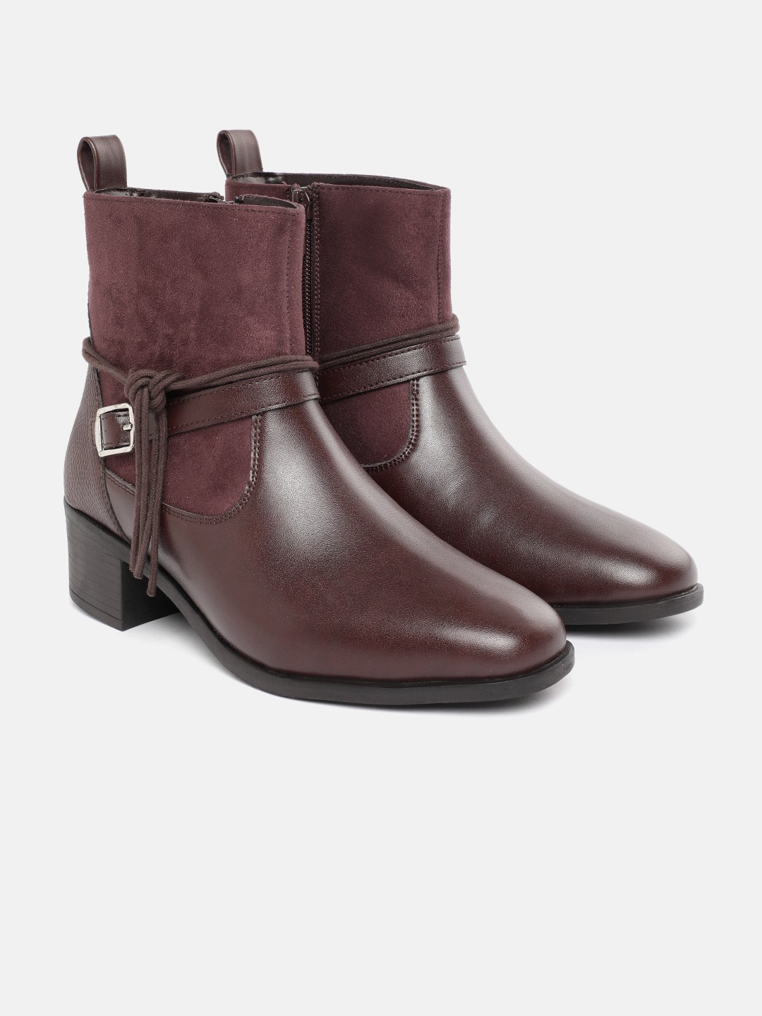 

Allen Solly Women Buckle Detailing Block Heel Boots, Coffee brown