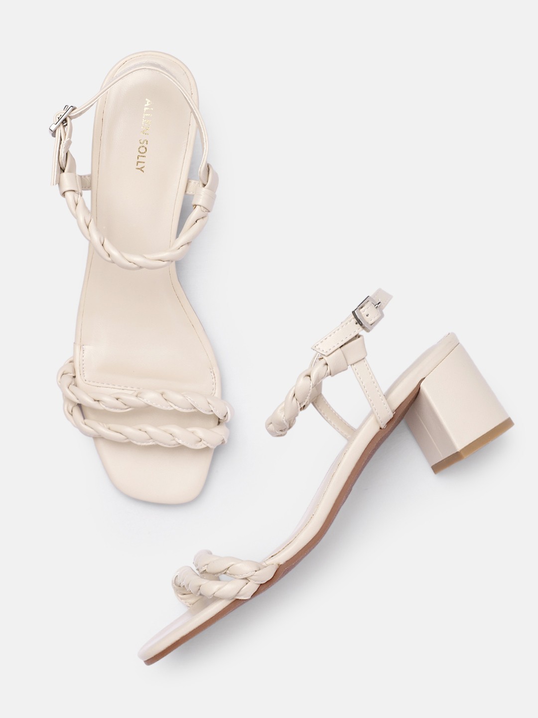 

Allen Solly Square Toe Buckled Block Heels, White