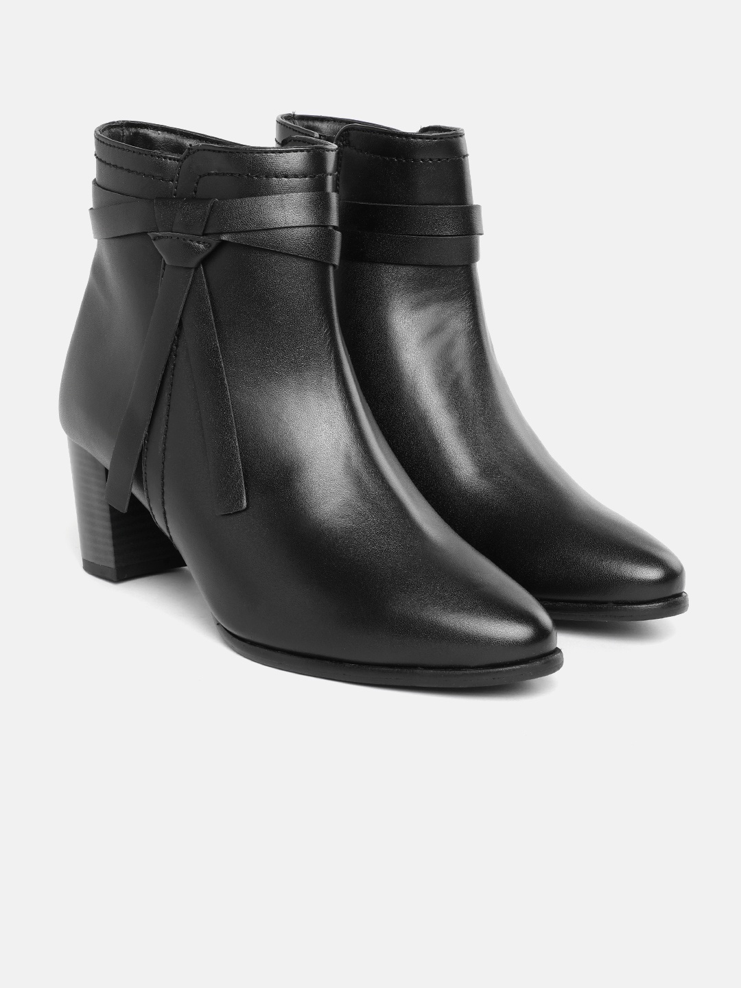 

Allen Solly Women Tie-Up Detail Block Heel Boots, Black