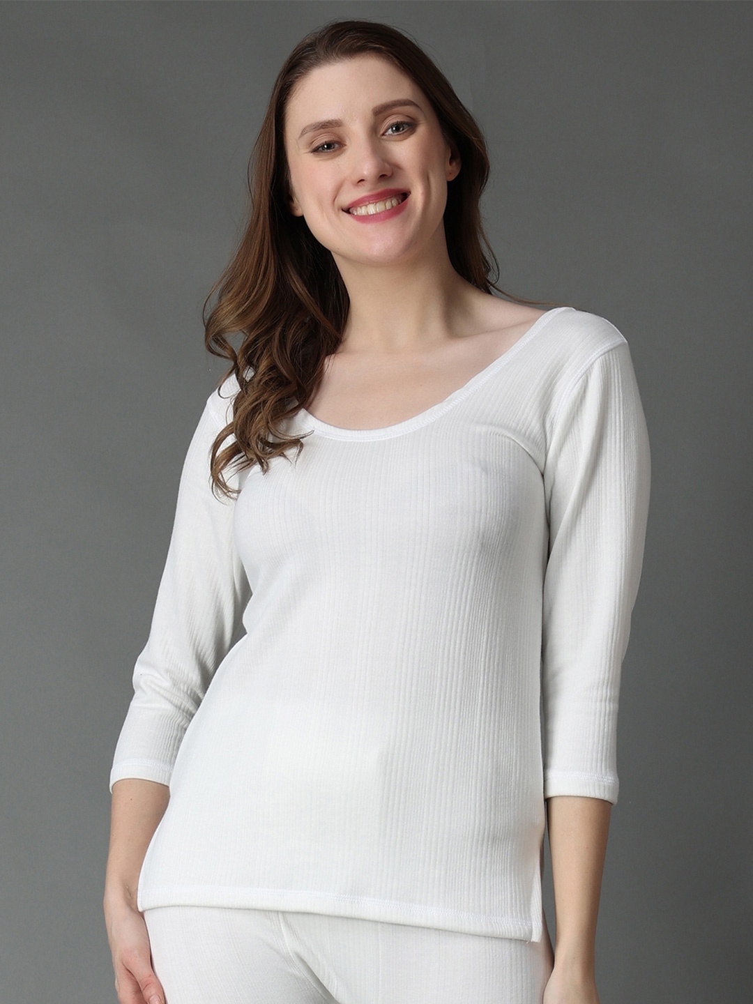 

Wearslim Women Cotton Ribbed Thermal Tops, White