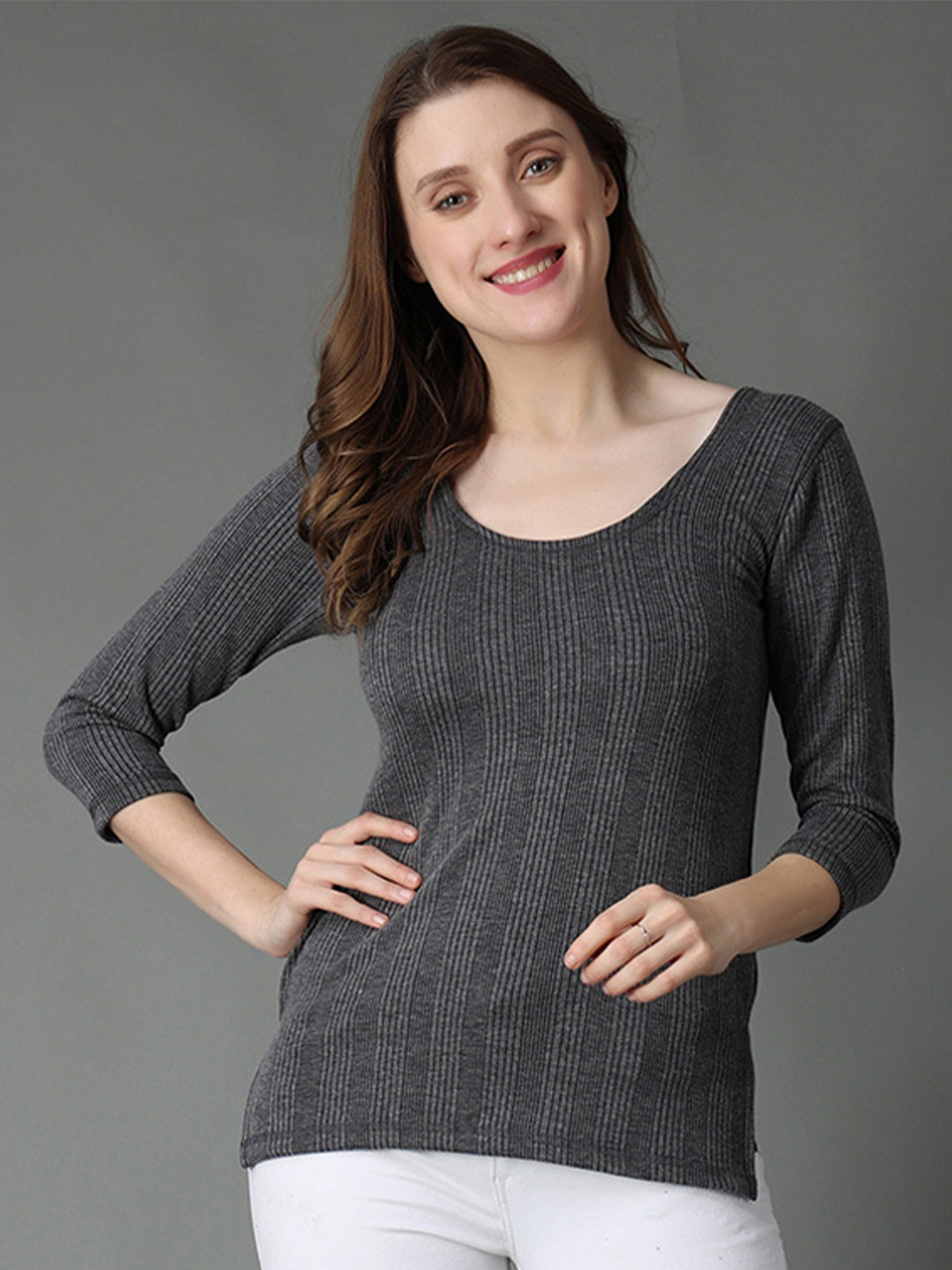 

Wearslim Women Scoop Neck Cotton Thermal Top, Black