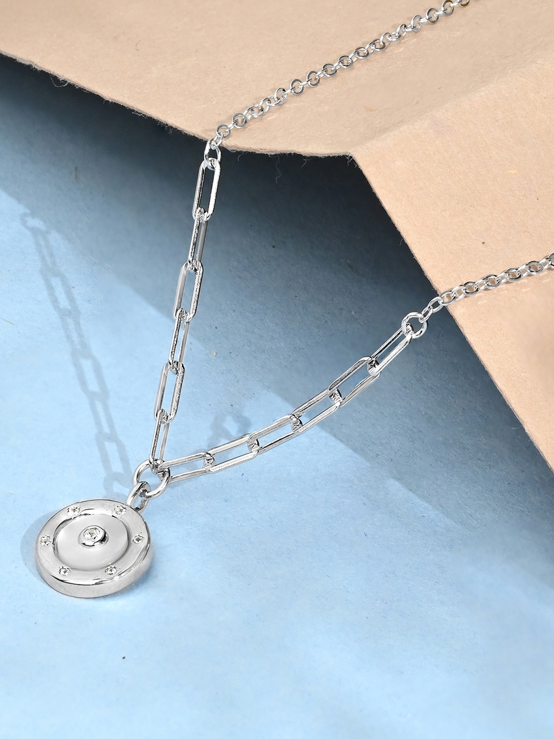 

TOUCH925 Silver Cubic Zirconia Circular Stone Chain