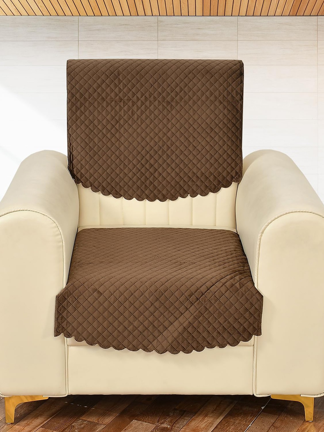 

Bajo's Brown 2 Pieces Velvet Sofa Cover