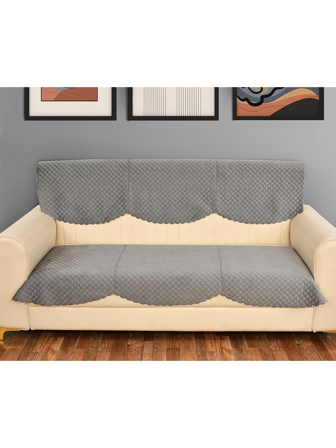 

Bajo's Grey 2 Pieces Velvet Sofa Cover