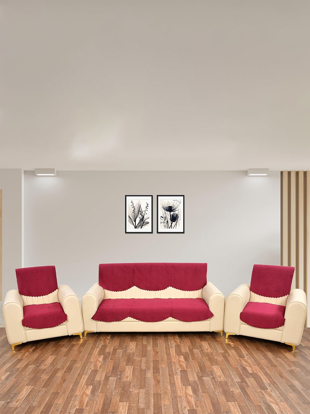 

Bajo's Pink Solid Velvet 5 Seater Sofa Cover