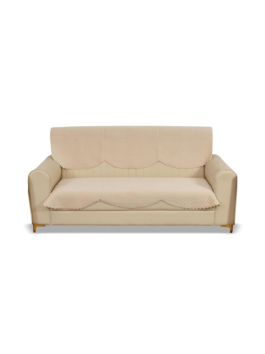 

Bajo's Beige Solid Velvet 2 Piece Sofa Cover