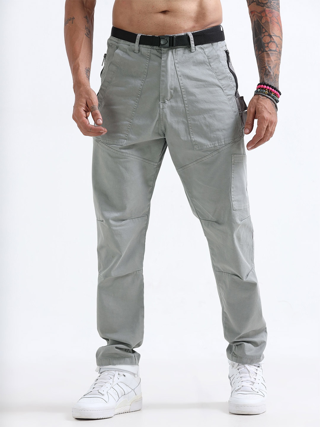 

Italian Colony Men's Zip Core Utility Cotton Jogger Fit Pants, Grey