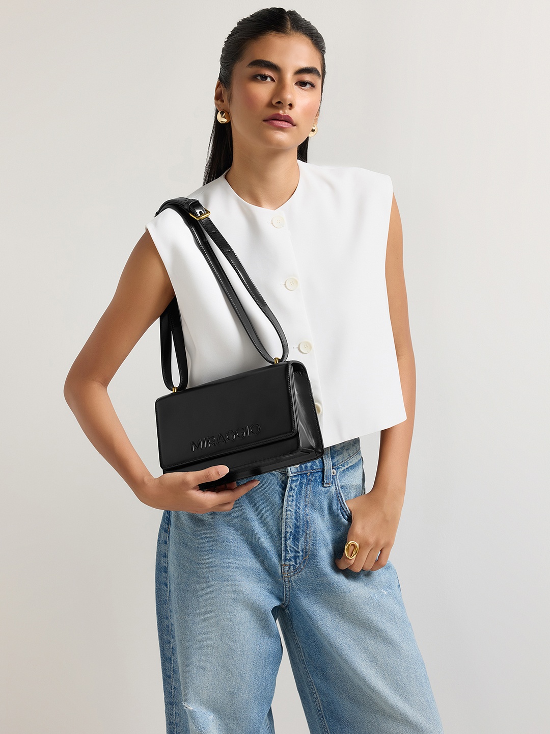 

MIRAGGIO Black PU June Crossbody Bag