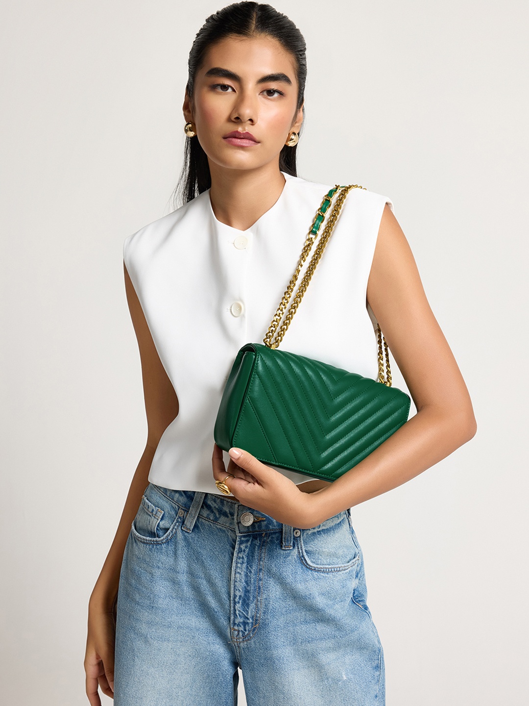 

MIRAGGIO Green PU Vera Crossbody Bag