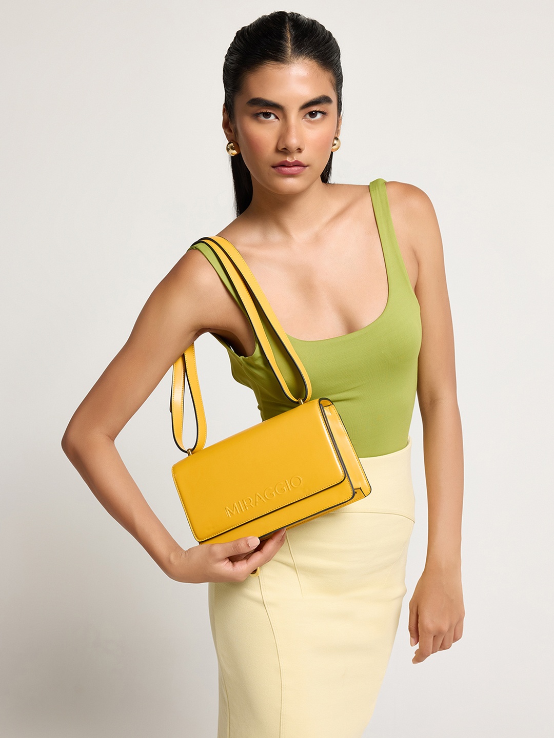 

MIRAGGIO Yellow PU June Crossbody Bag