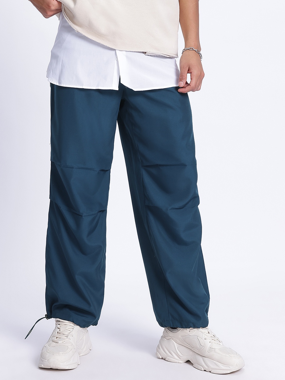 

glitchez Men Modern Street Regular Fit Parachute Trousers, Navy blue
