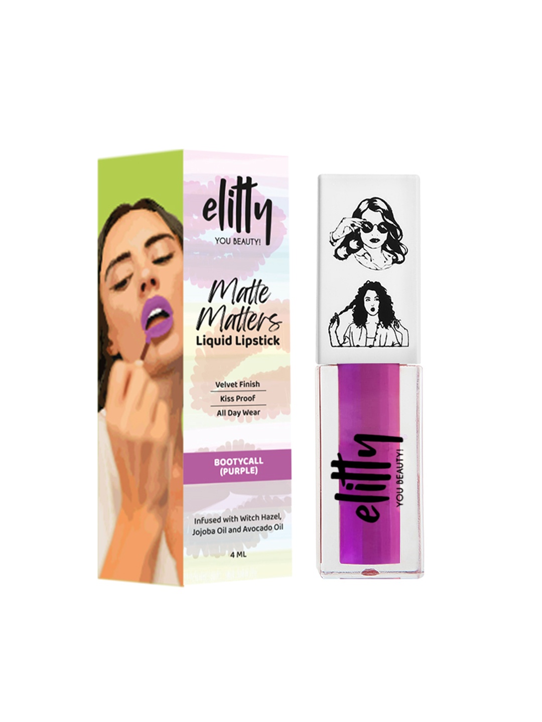 

Elitty Matte Matters Transferproof Smudgeproof Liquid Lipstick- Bootycall- 4 ml, Purple