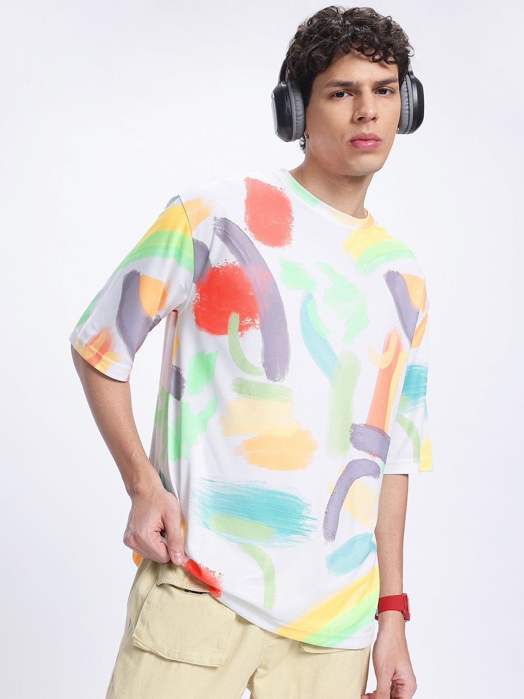 

glitchez No Rules Printed Drop-Shoulder Sleeves T-shirt, Multi