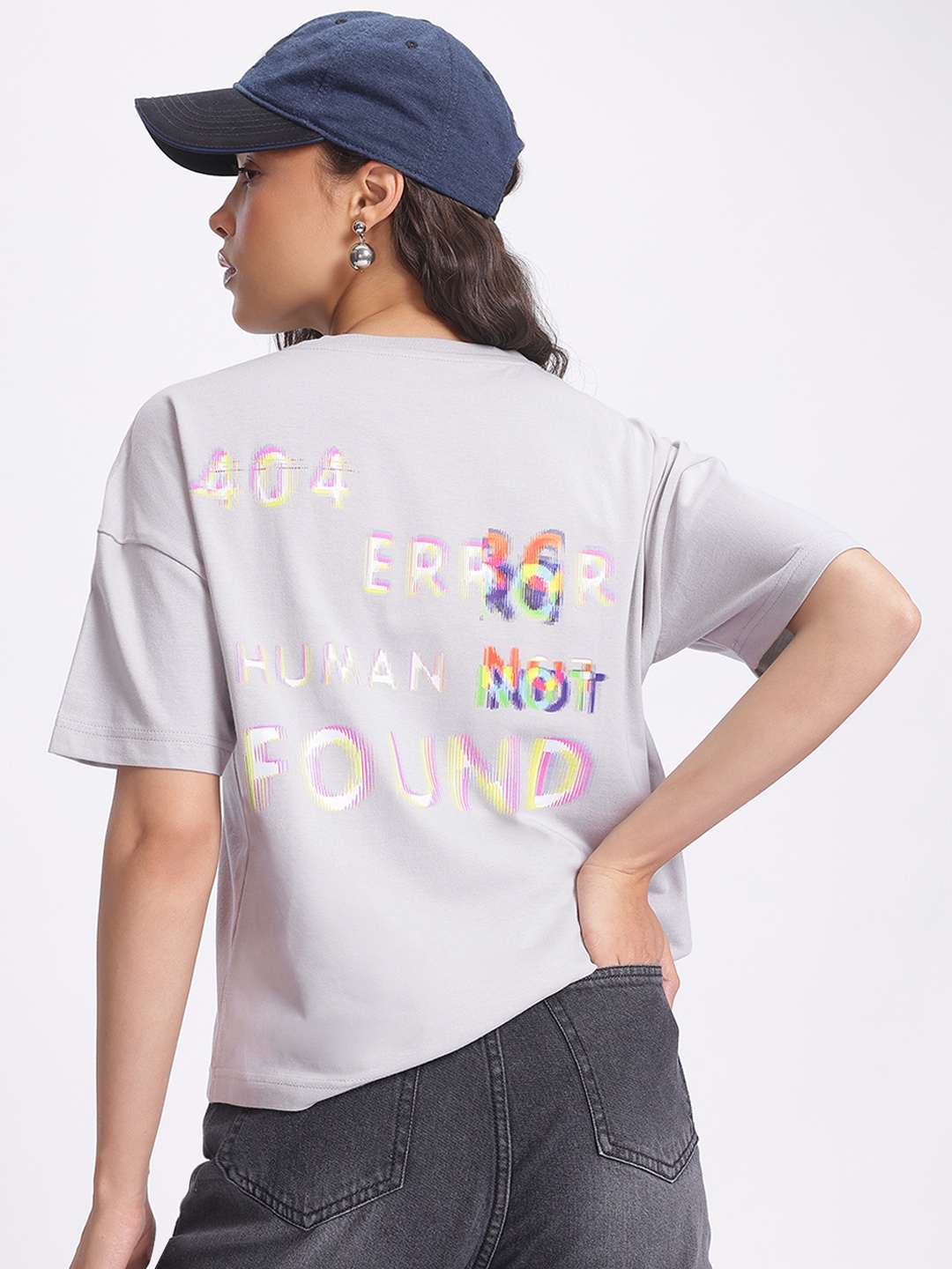 

glitchez Witty Wear Back Printed T-shirt, Grey