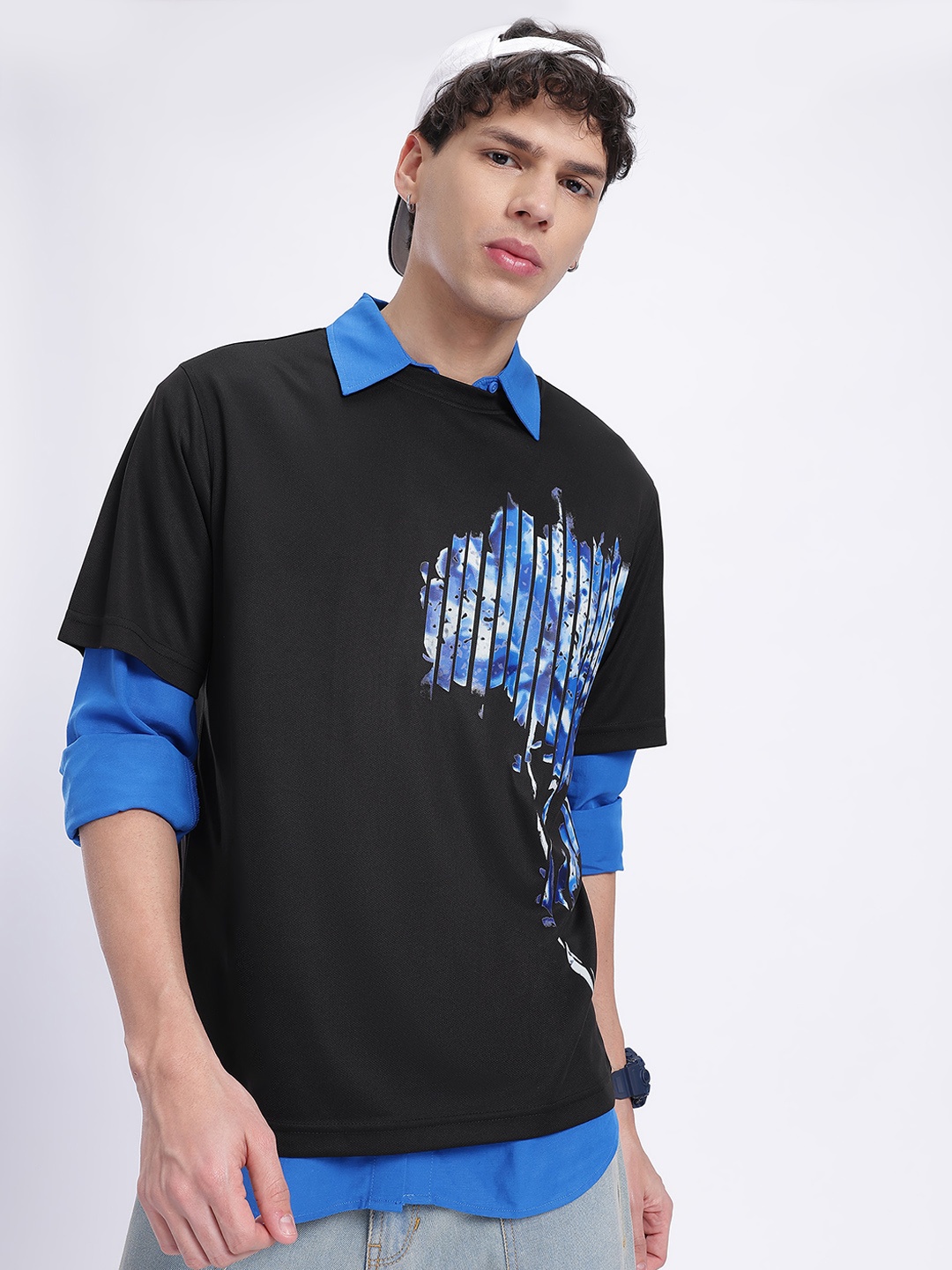 

glitchez Graphic Sayings Printed T-shirt, Black