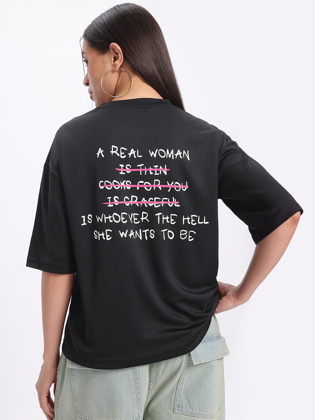 

glitchez Bold Type Printed Relaxed T-shirt, Black