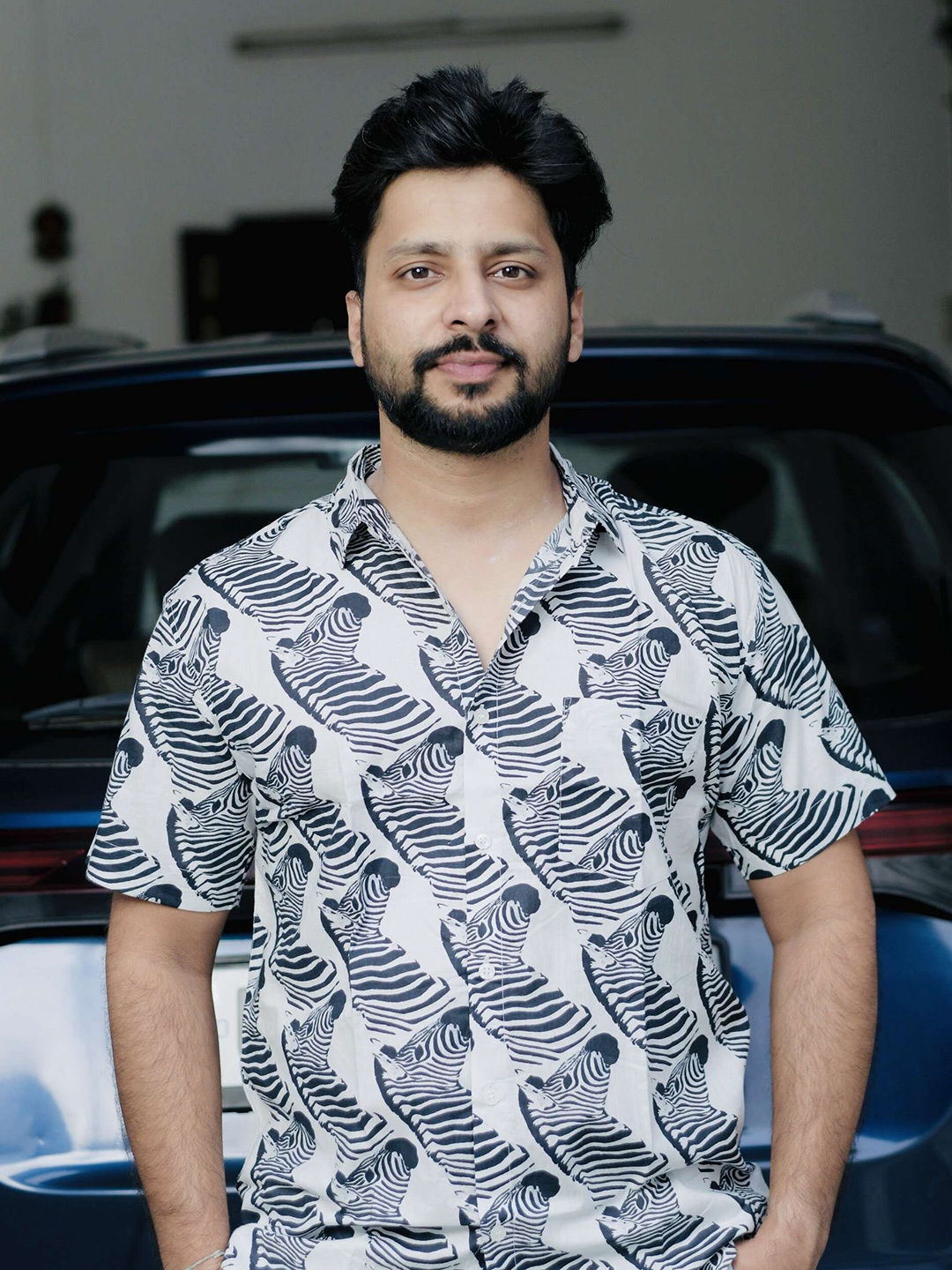 

MASU LIVING Men Opaque Printed Party Shirt, Black