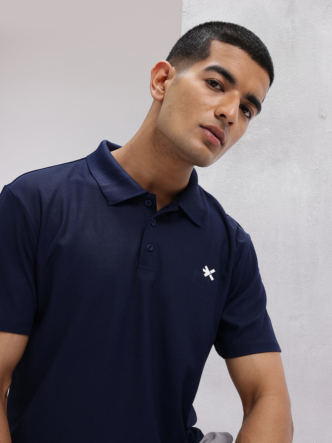 

HRX by Hrithik Roshan Solid Polo Collar T-shirt, Navy blue