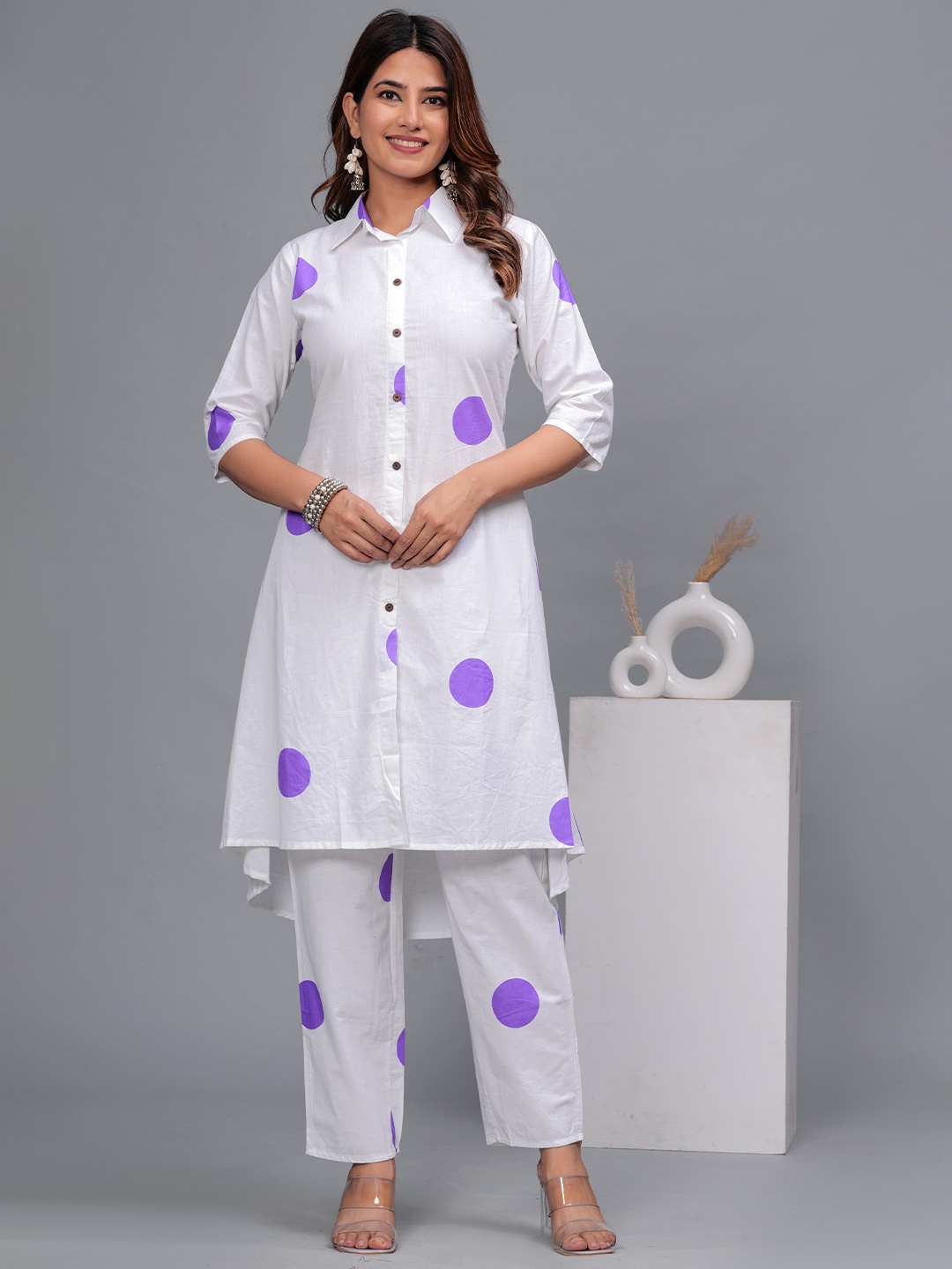 

ROOPWATI FASHION Printed Pure Cotton Tunic & Trouser, White