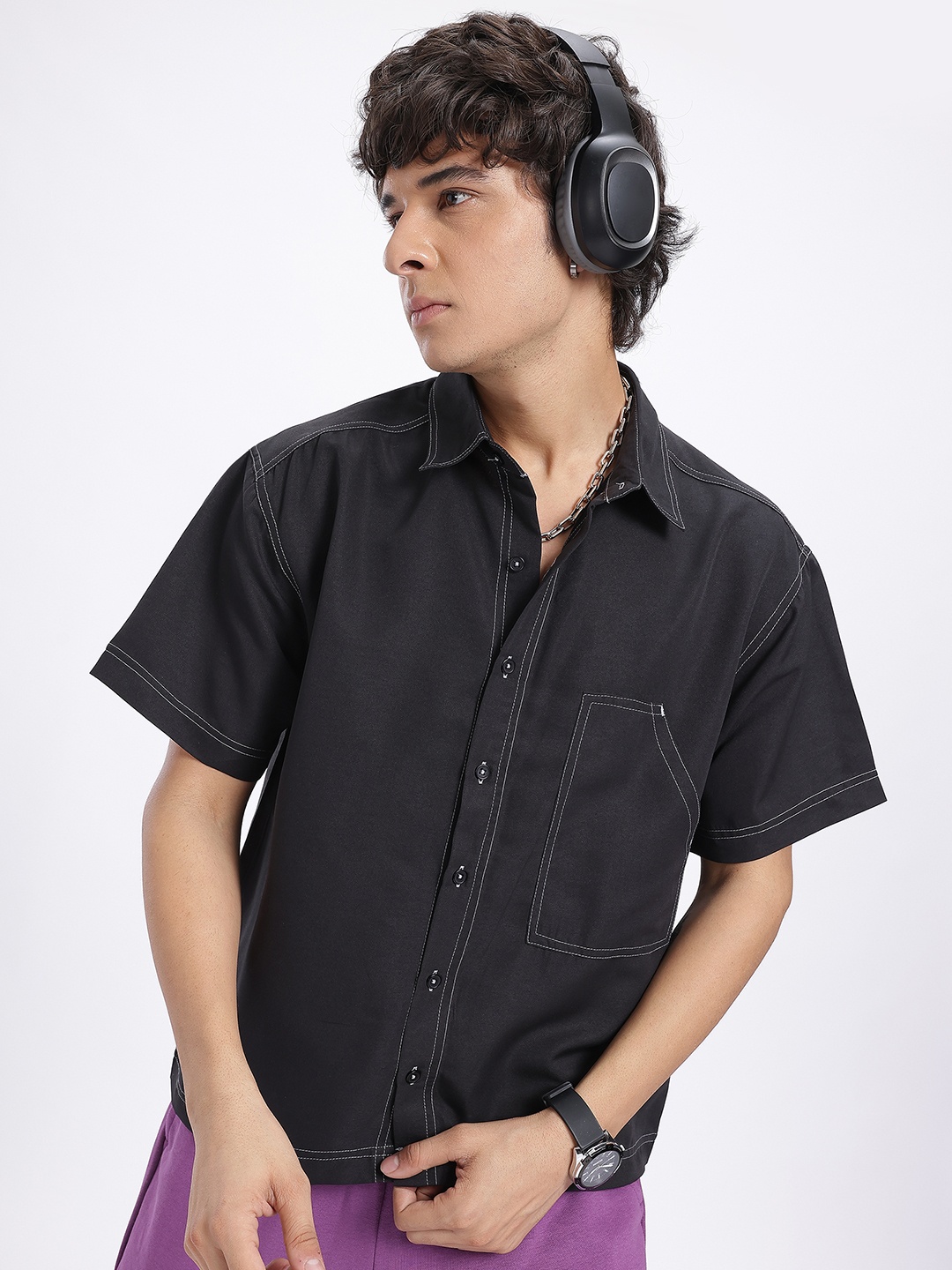 

glitchez Stitch Play Relaxed Shirt, Black