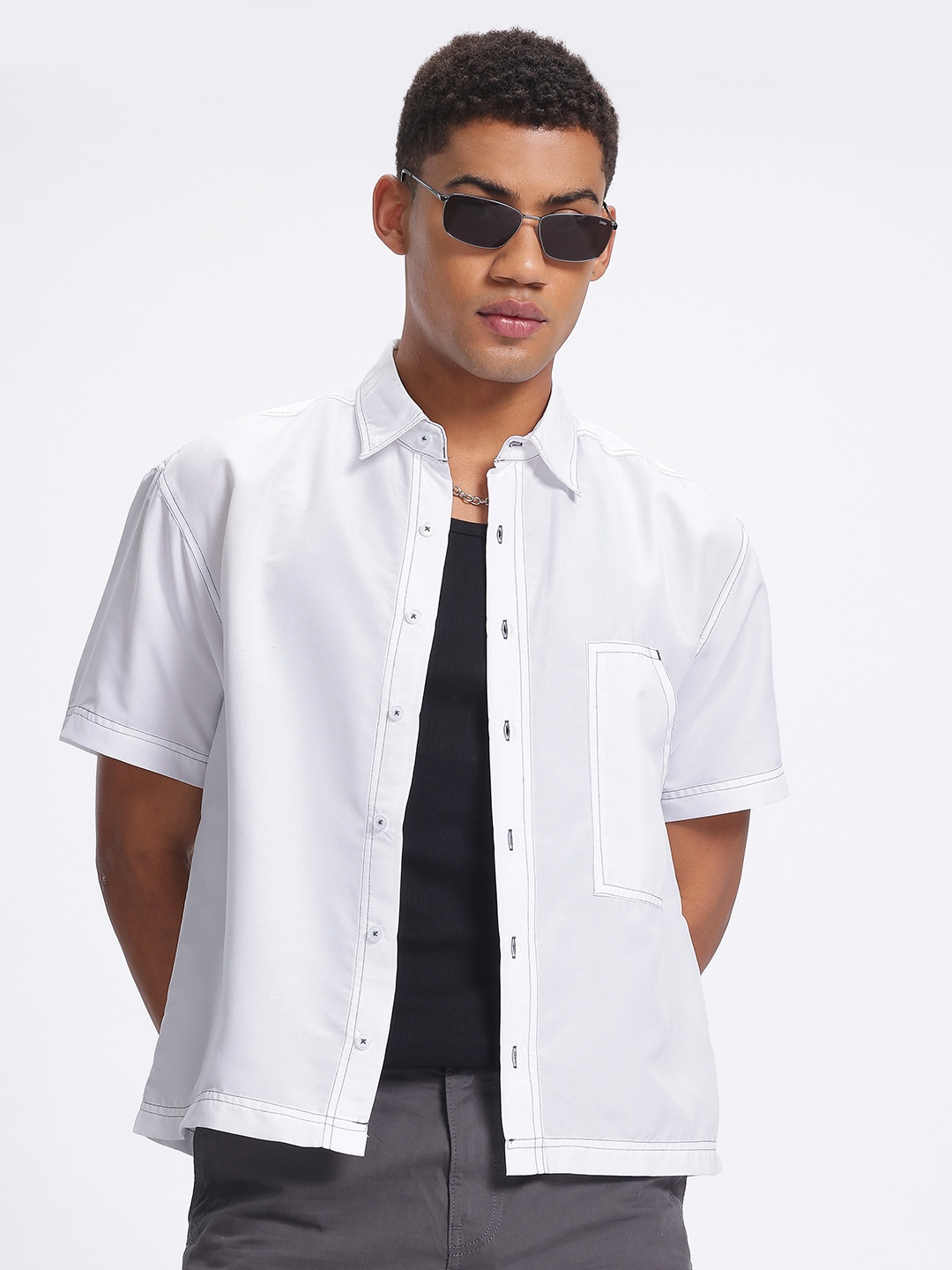 

glitchez Statement Basics Casual Shirt, White