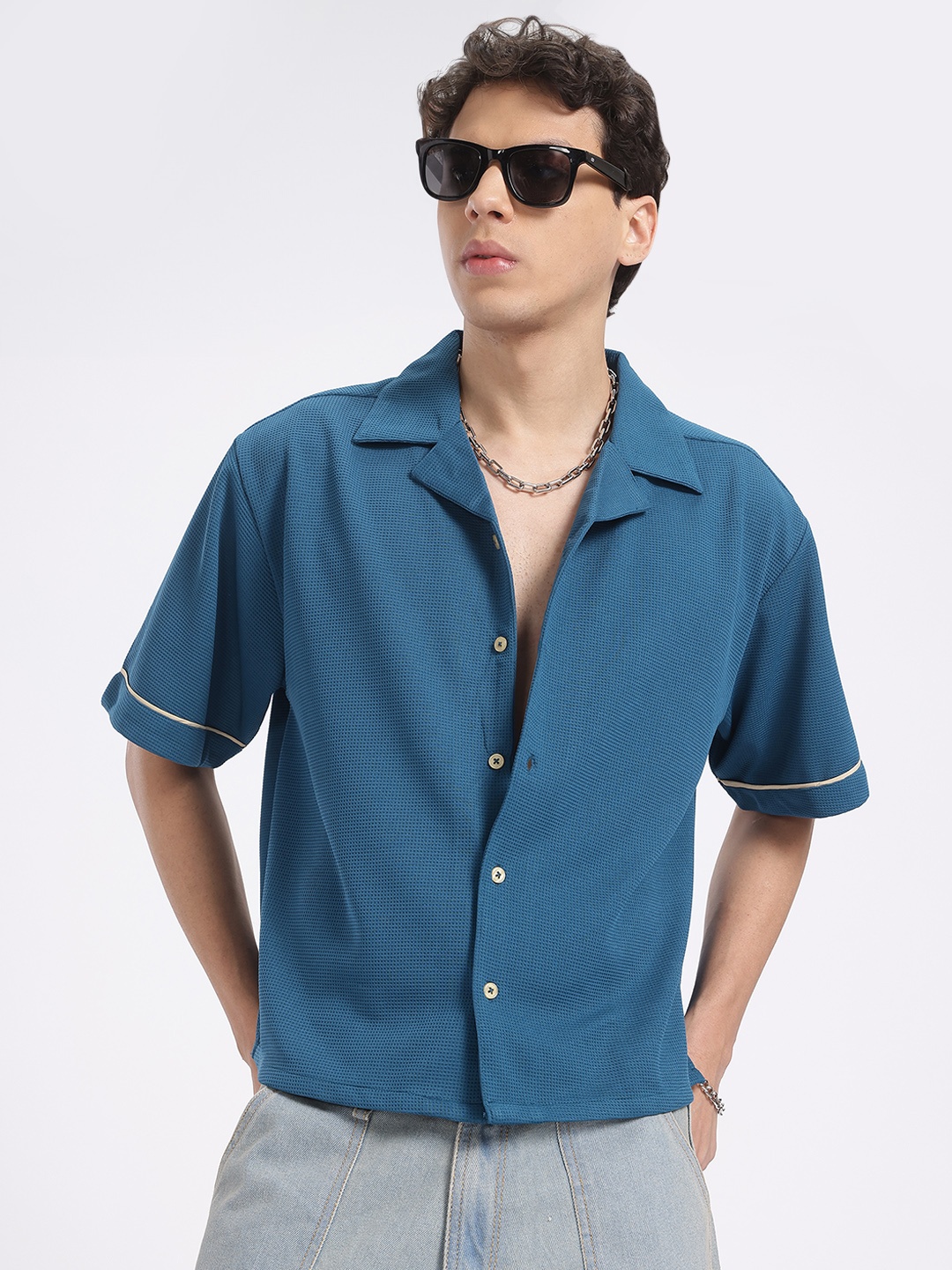 

glitchez Urban Pulse Breezy Boxy Shirt, Teal