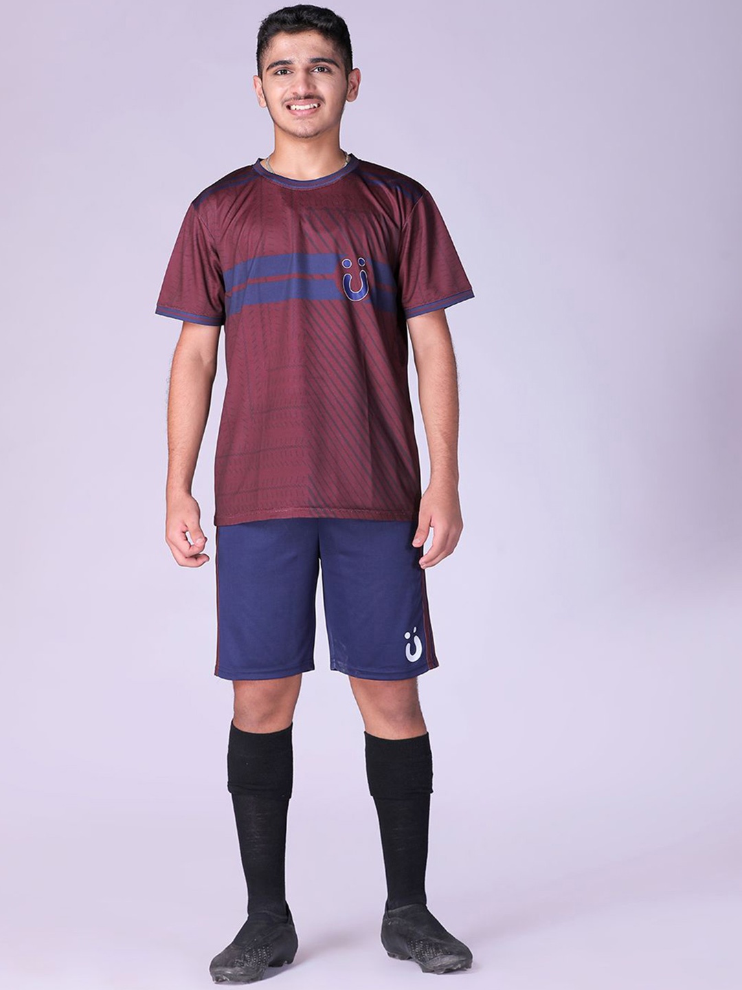 

UMILDO Boys Printed Round Neck T-shirt With Shorts, Maroon