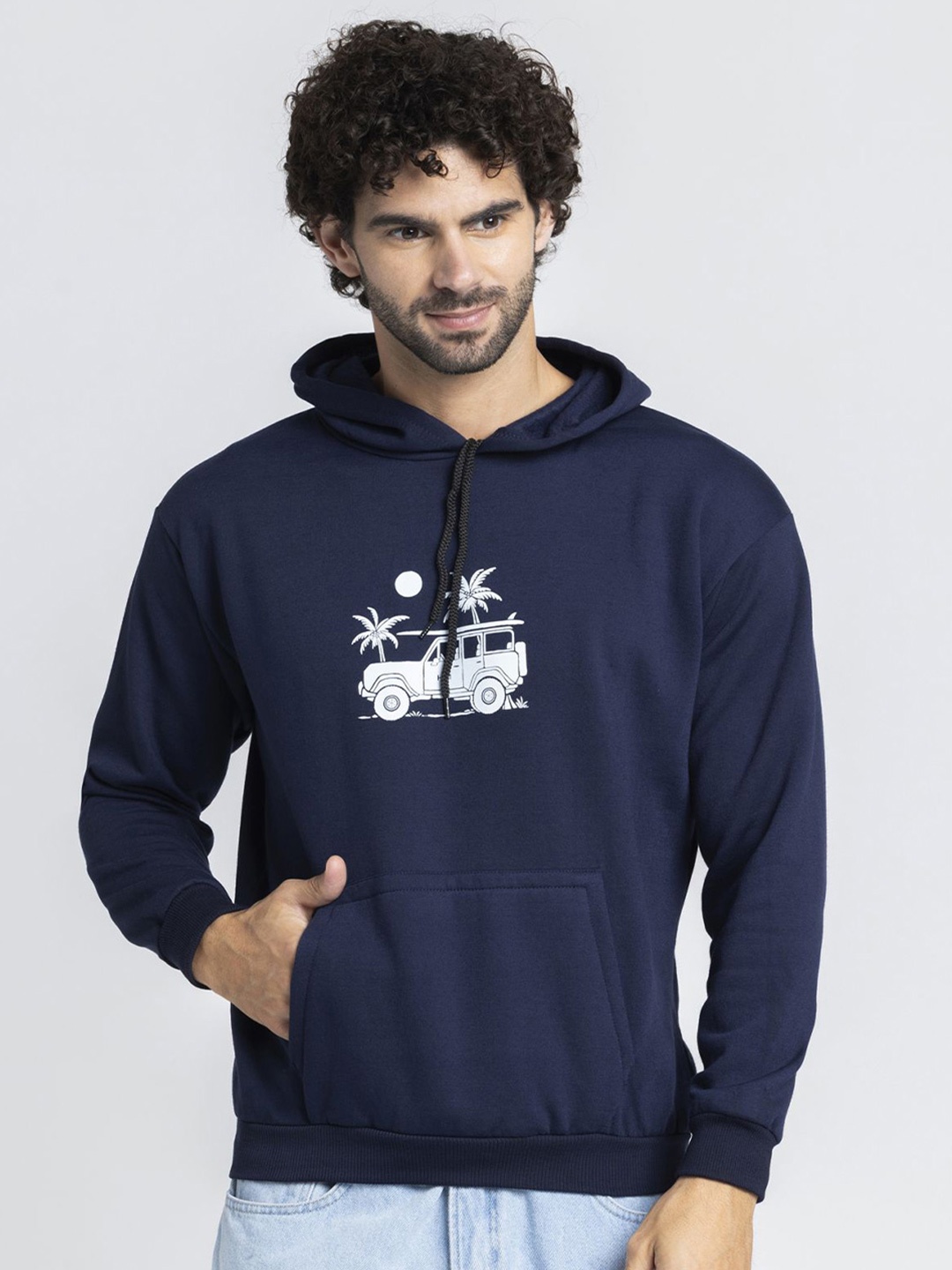 

OCTICS Men Printed Hooded Sweatshirt, Blue