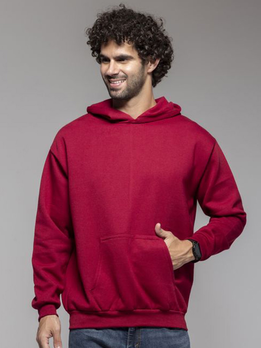 

OCTICS Men Hooded Sweatshirt, Maroon