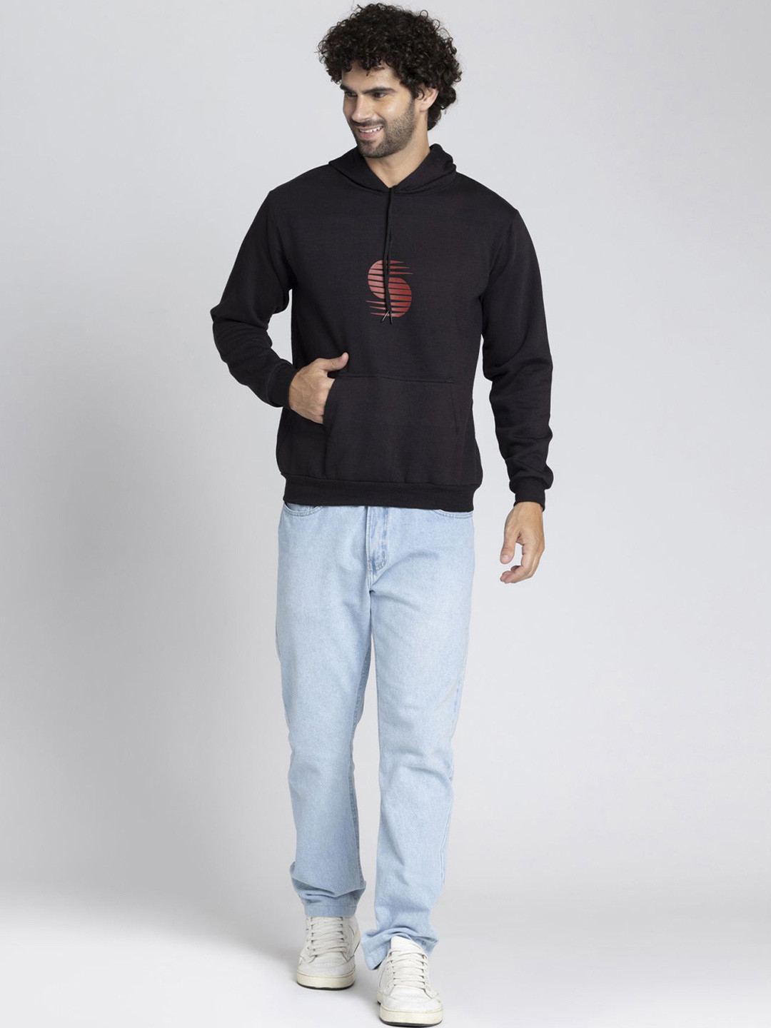 

OCTICS Men Printed Hooded Sweatshirt, Black