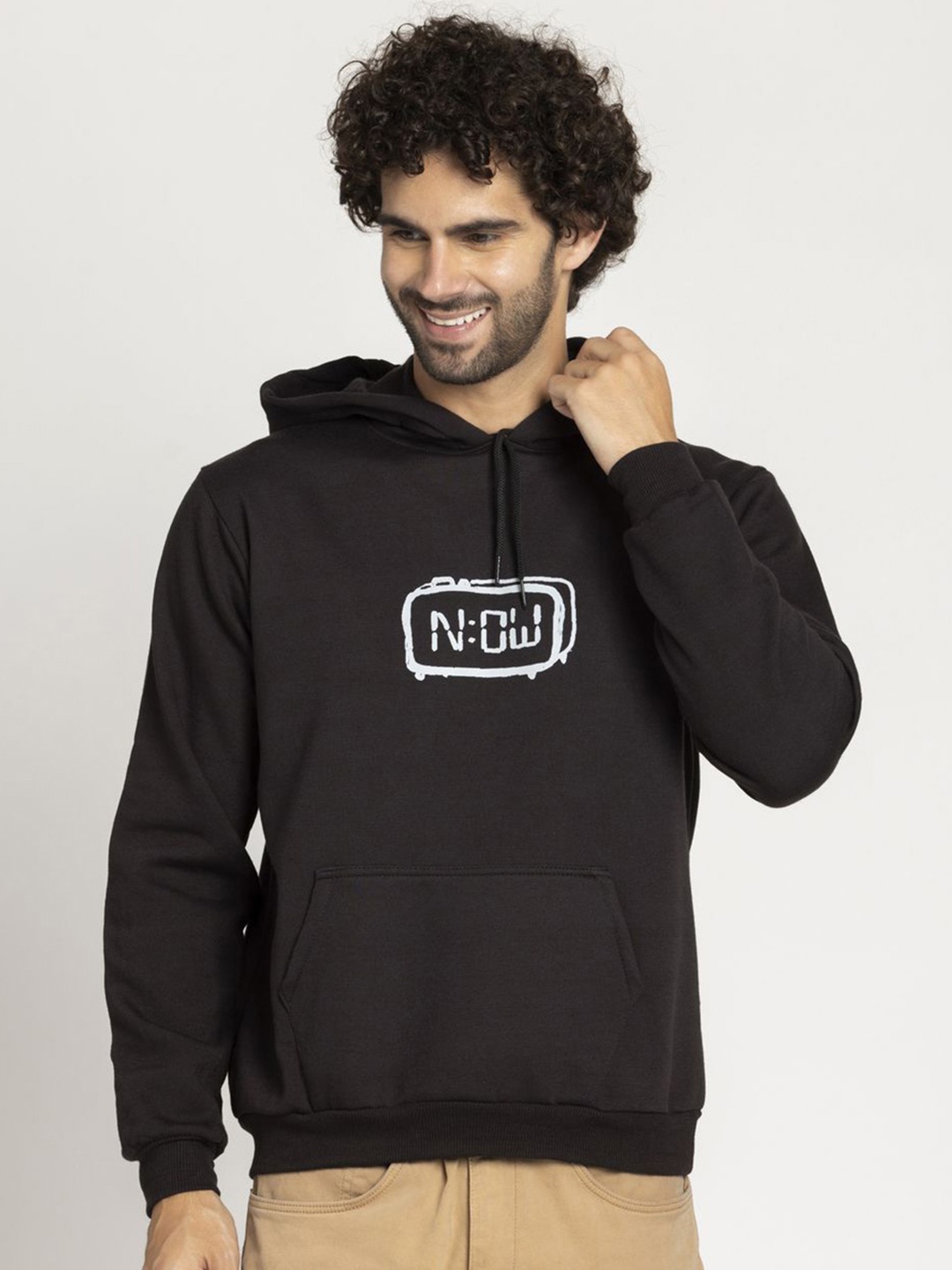 

OCTICS Men Printed Hooded Sweatshirt, Black
