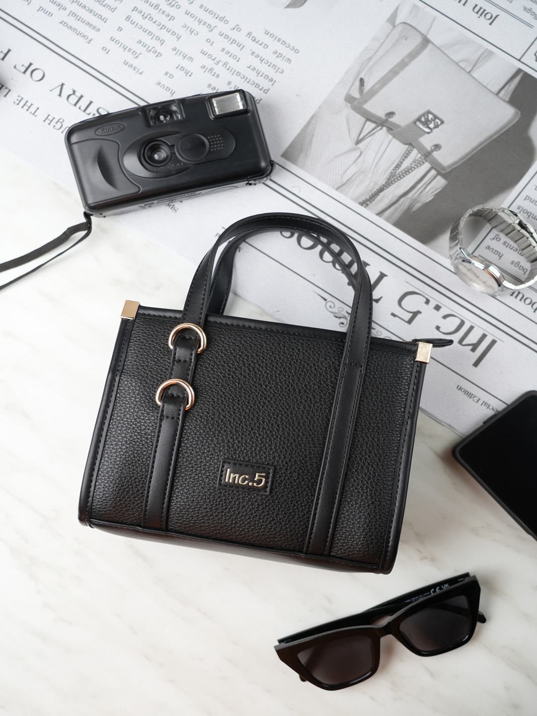 

Inc 5 Textured Swagger Sling Bag with Tasselled, Black