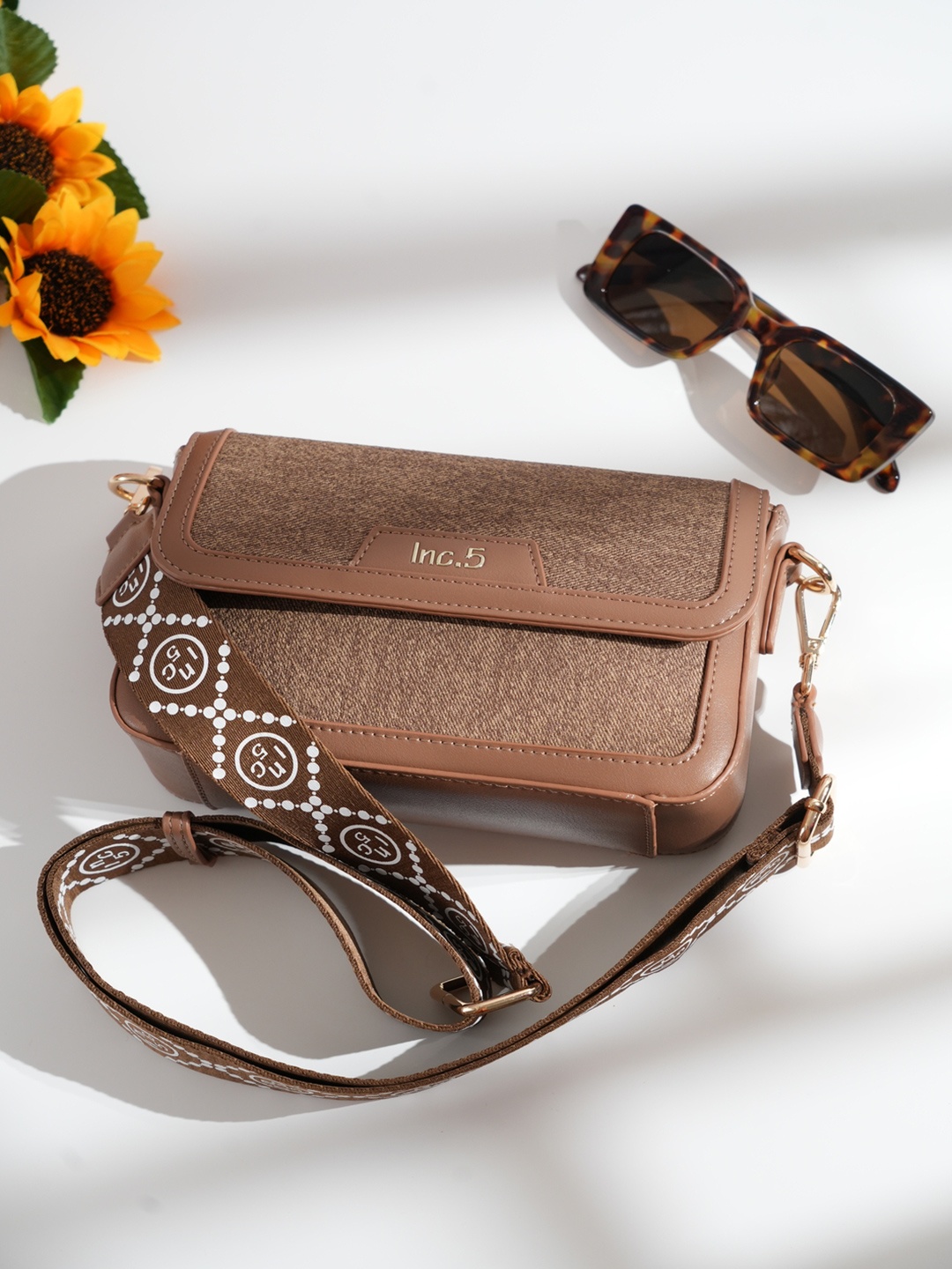 

Inc 5 Textured Structured Sling Bag, Brown