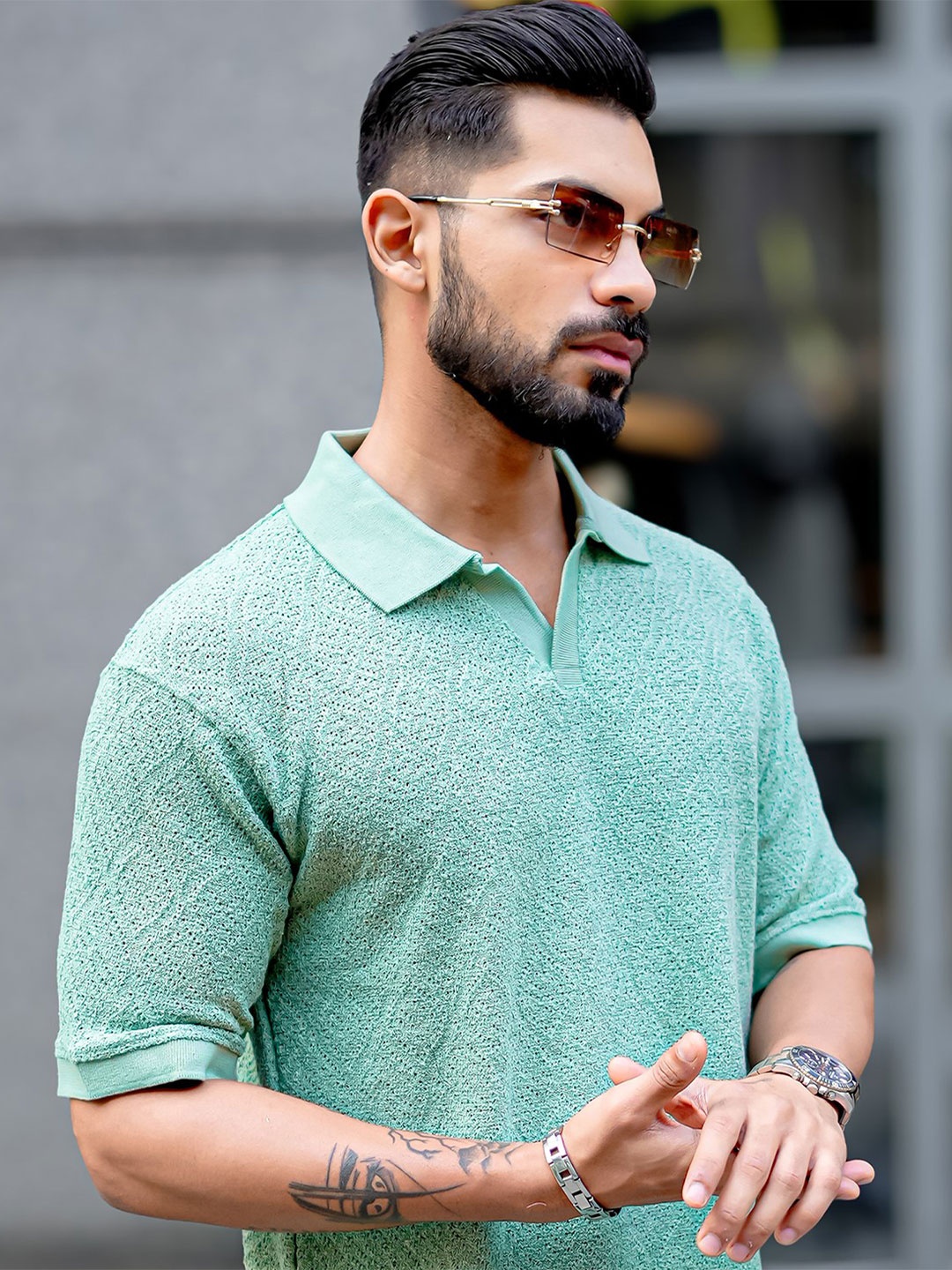 

Maniac Men Polo Collar T-shirt, Green
