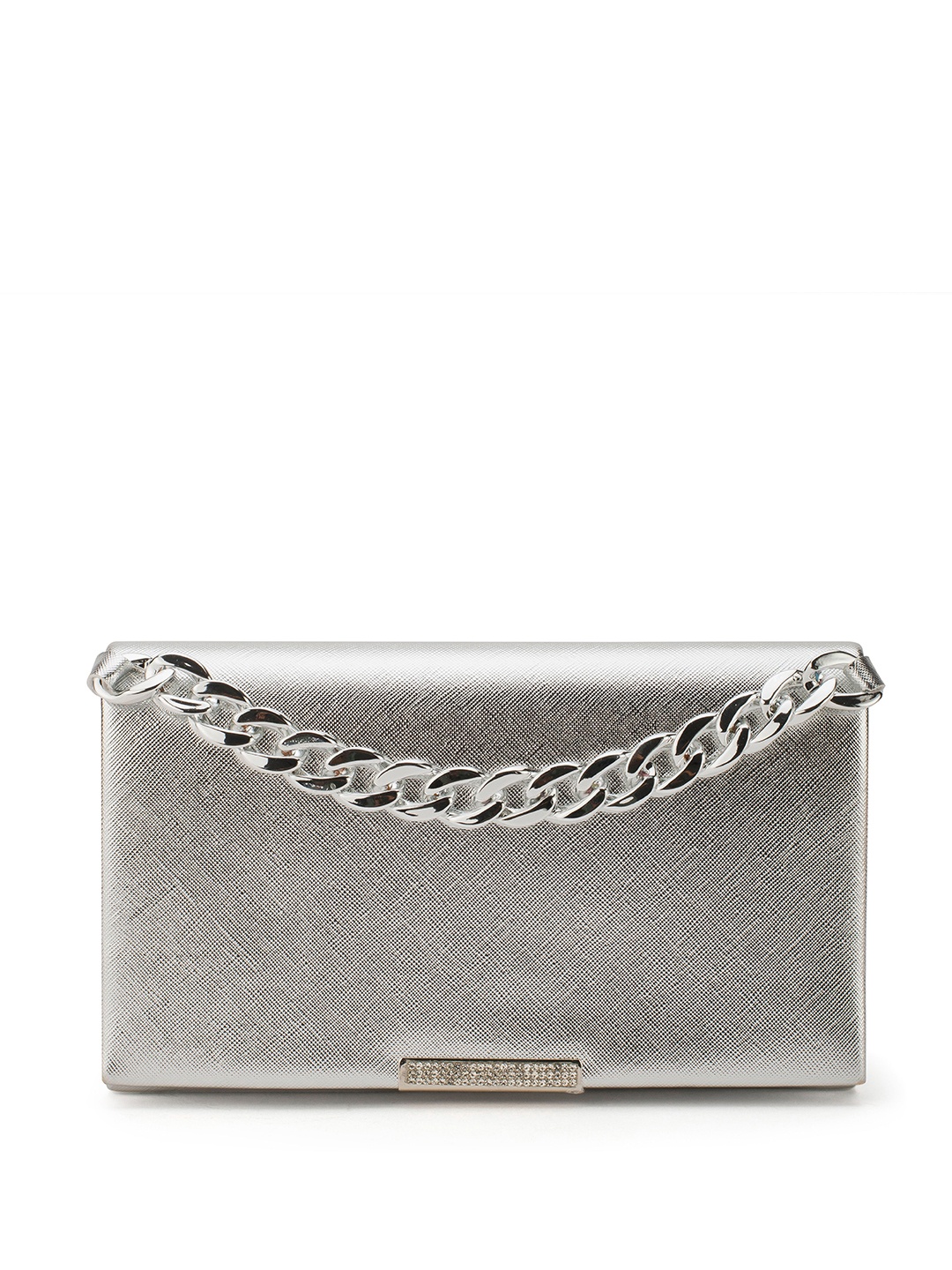 

Lino Perros Purse Clutch with Link Chain Detail, Silver