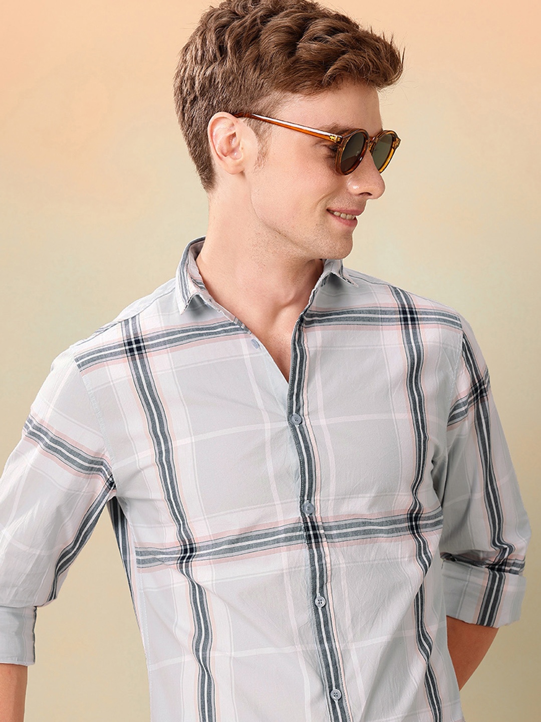

Mast & Harbour Opaque Checked Casual Shirt, Grey